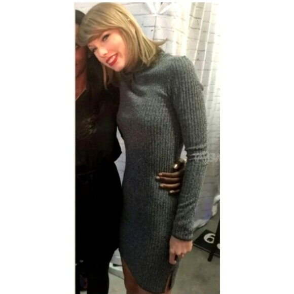 Aritzia Wilfred Free Dress Women Small Gray‎ Green Ribbed Knit Sweater Mini - Picture 1 of 10
